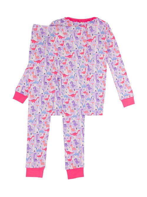 Shop Rufflebutts Softsnooze Girls Ruffle Long Sleeve Pajama Set In Sweetie-saurus