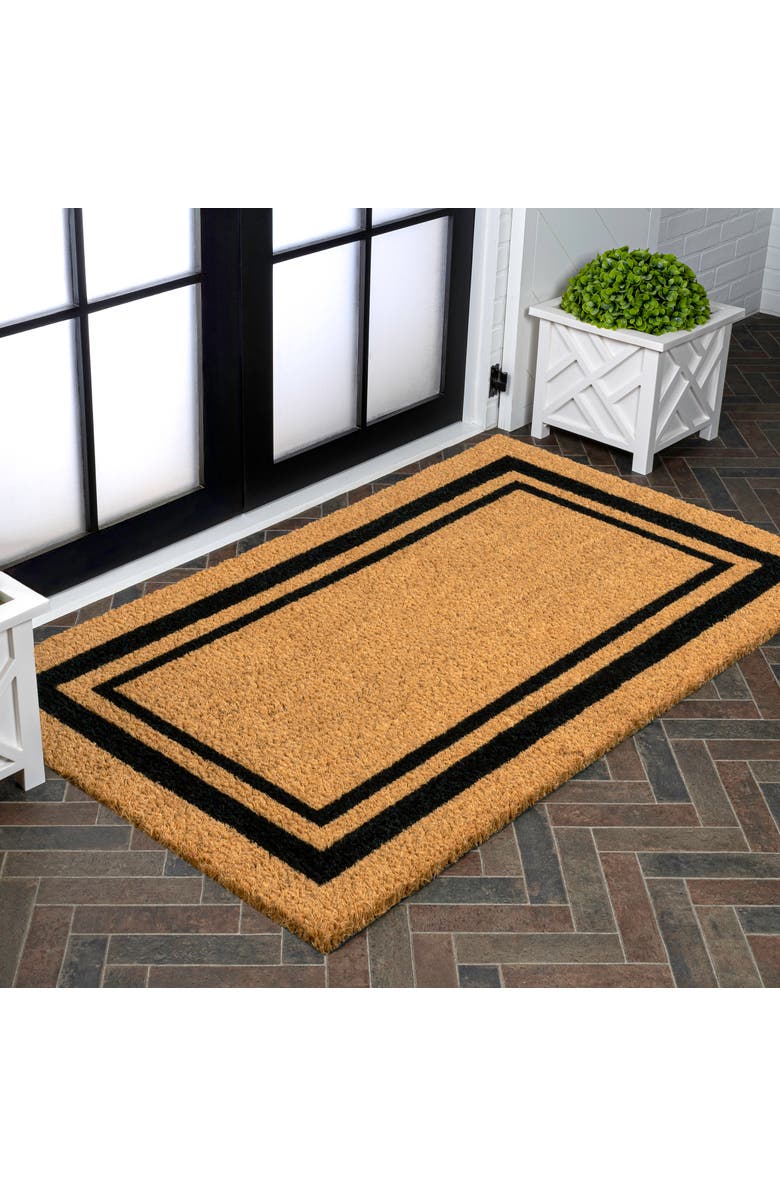 JONATHAN Y Peater Classic Casual Commerical Natural Coir Indoor/Outdoor Mat, Alternate, color, Natural Black Border