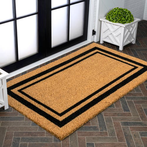 Jonathan Y Peater Classic Casual Commerical Natural Coir Indoor/outdoor Mat In Black