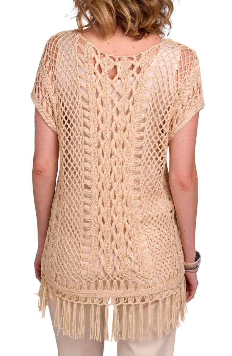 SAACHI Fringe Crochet Poncho, Alternate, color, Ivory