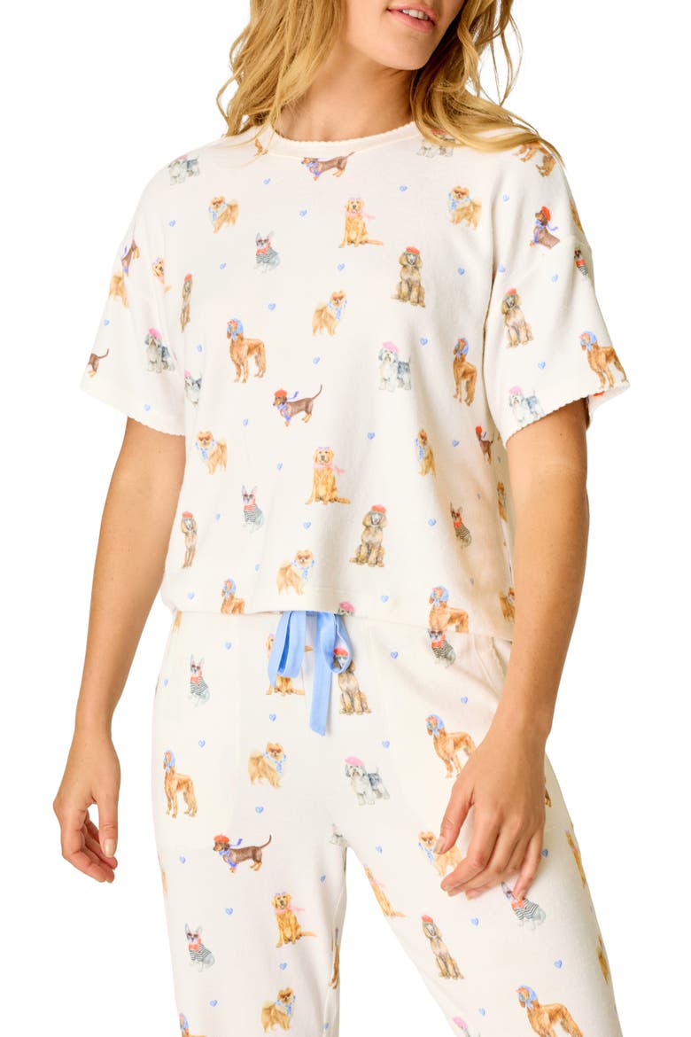 Meet Me in Pawris Short Sleeve Pajama Tee, Main, color, IVORY