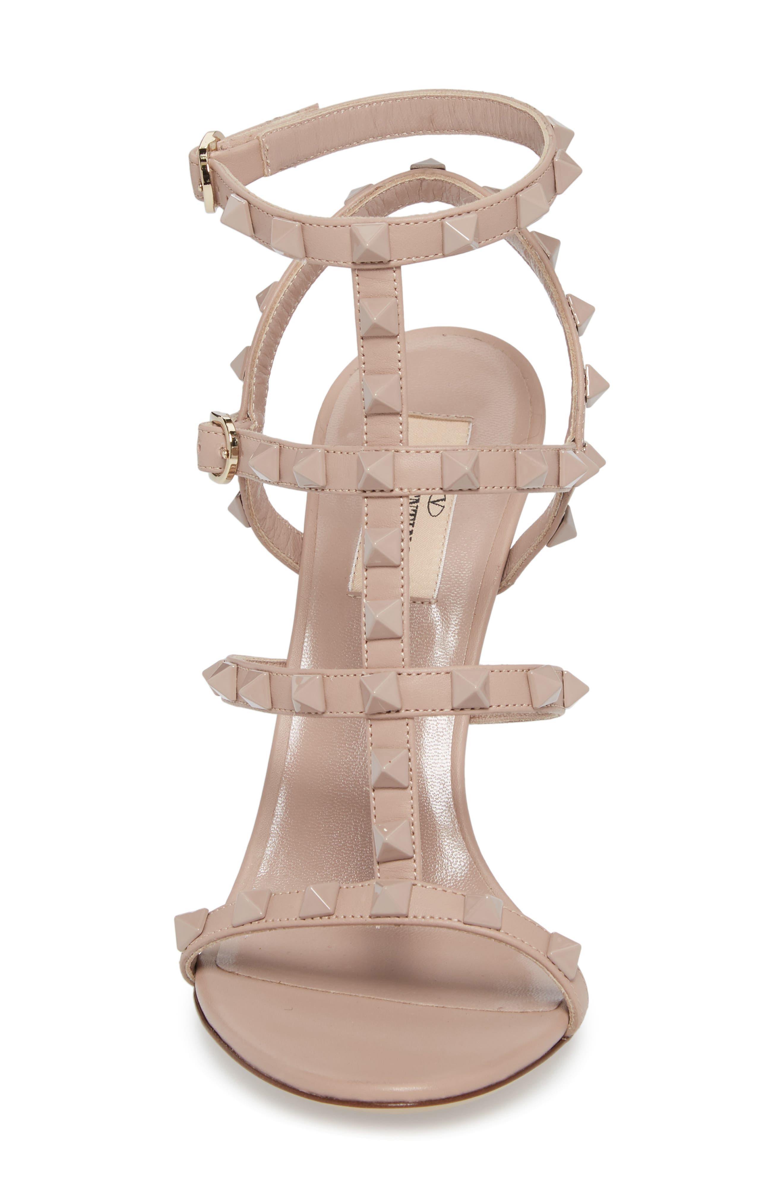 Rockstud T-Strap Sandal, Alternate, color, POUDRE/ POUDRE