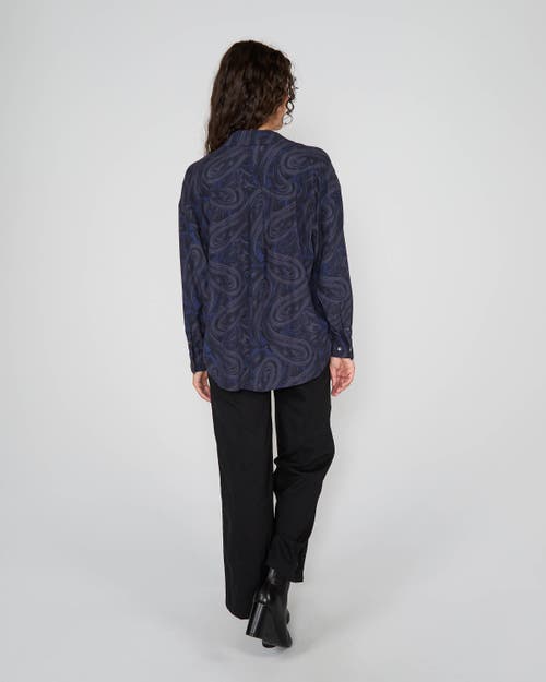 Lords Of Harlech Sophie Silk Oversized Shirt In Blue