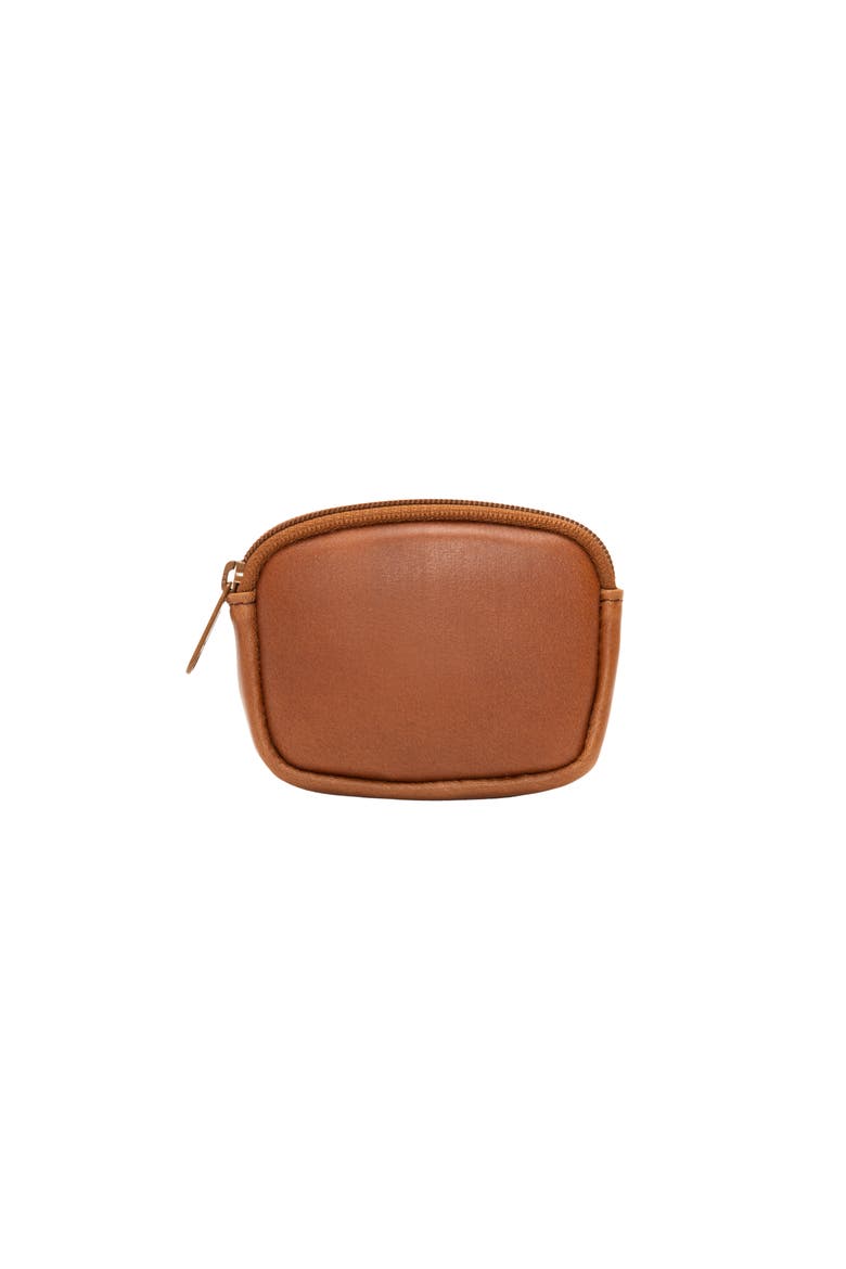 Leather Coin Purse, Extra Small Minimalist Design, Alternate, color, Brown