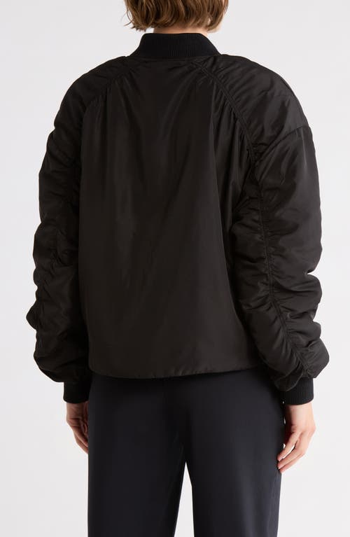 Z By Zella Ruched Sleeve Bomber Jacket In Black