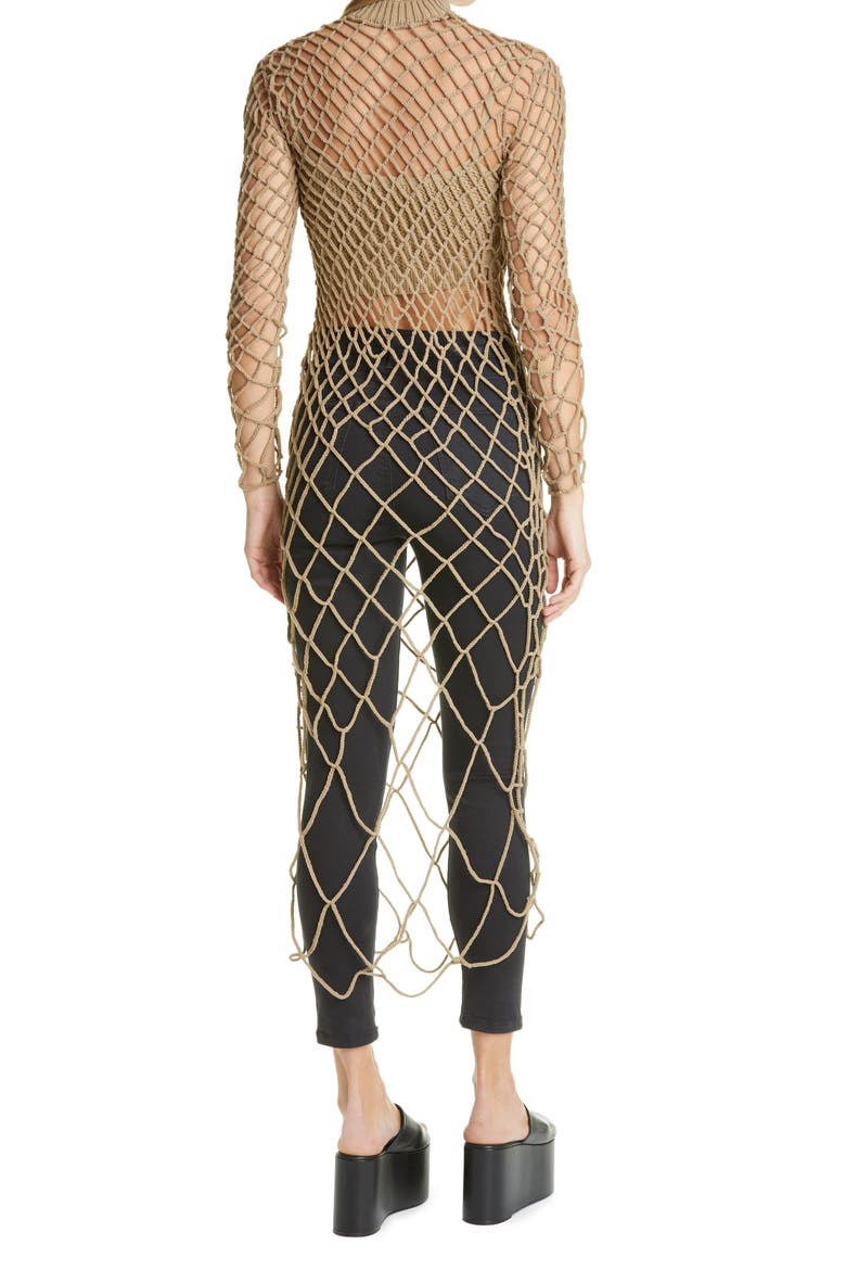 Long Sleeve Melting Crochet Dress, Alternate, color, BURLAP