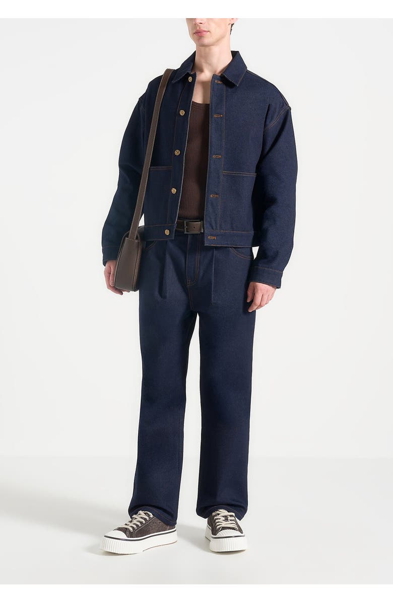 Manière De Voir Arnault Pleated Denim Jeans, Main, color, Indigo