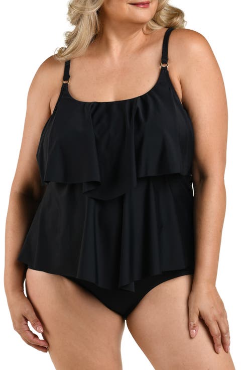 Solid Double Tiered Tankini Top