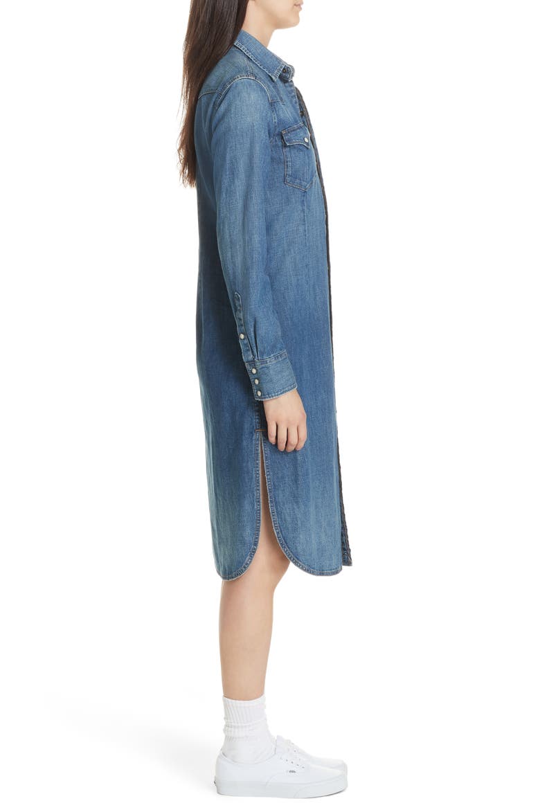 Denim Shirtdress, Alternate, color, LIGHT INDIGO