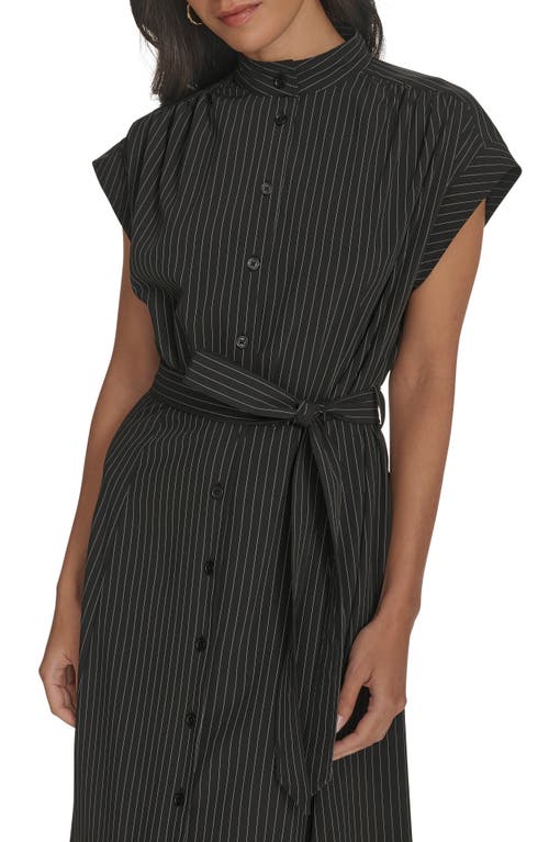 Calvin Klein Comm Stripe Midi Shirtdress In Olive/white
