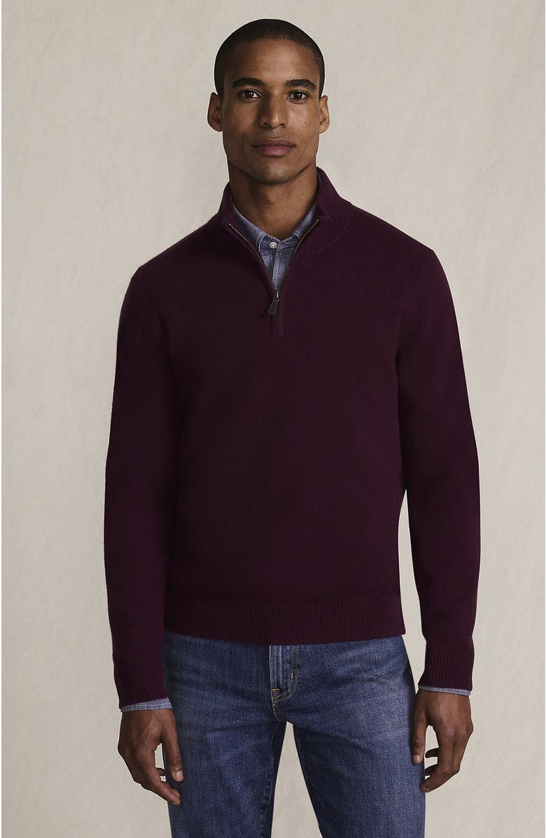 Lands' End Fine Gauge Cashmere Quarter Zip, Main, color, Lush Burgundy
