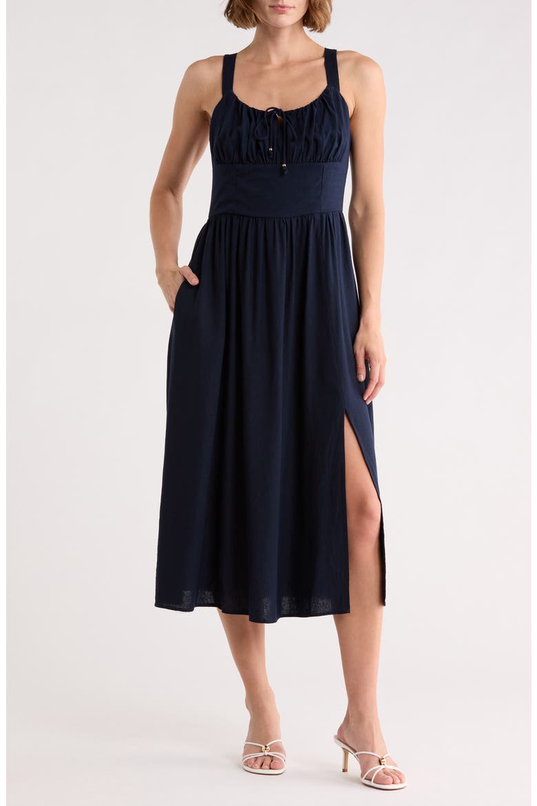 Keyhole Midi Dress, Main, color, NAVY