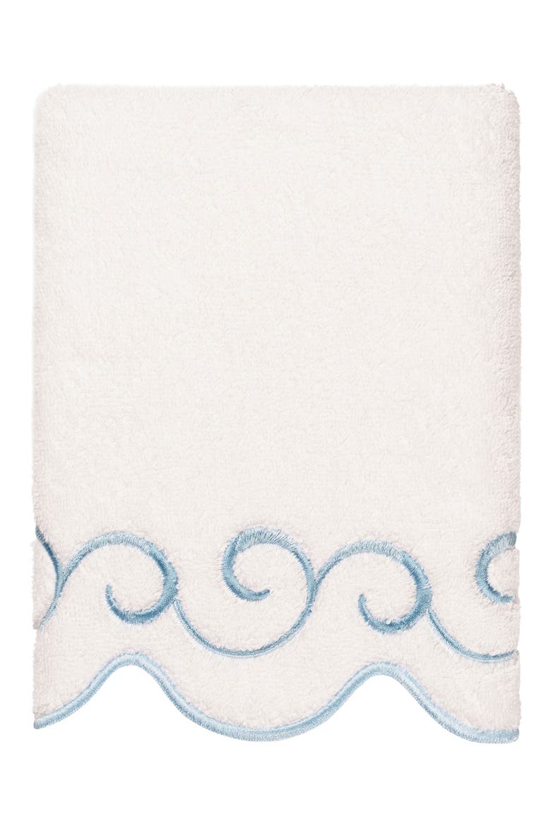 Simplicity Scallop 6-Piece Turkish Cotton Towel Set, Alternate, color, WHITE/ BLUE