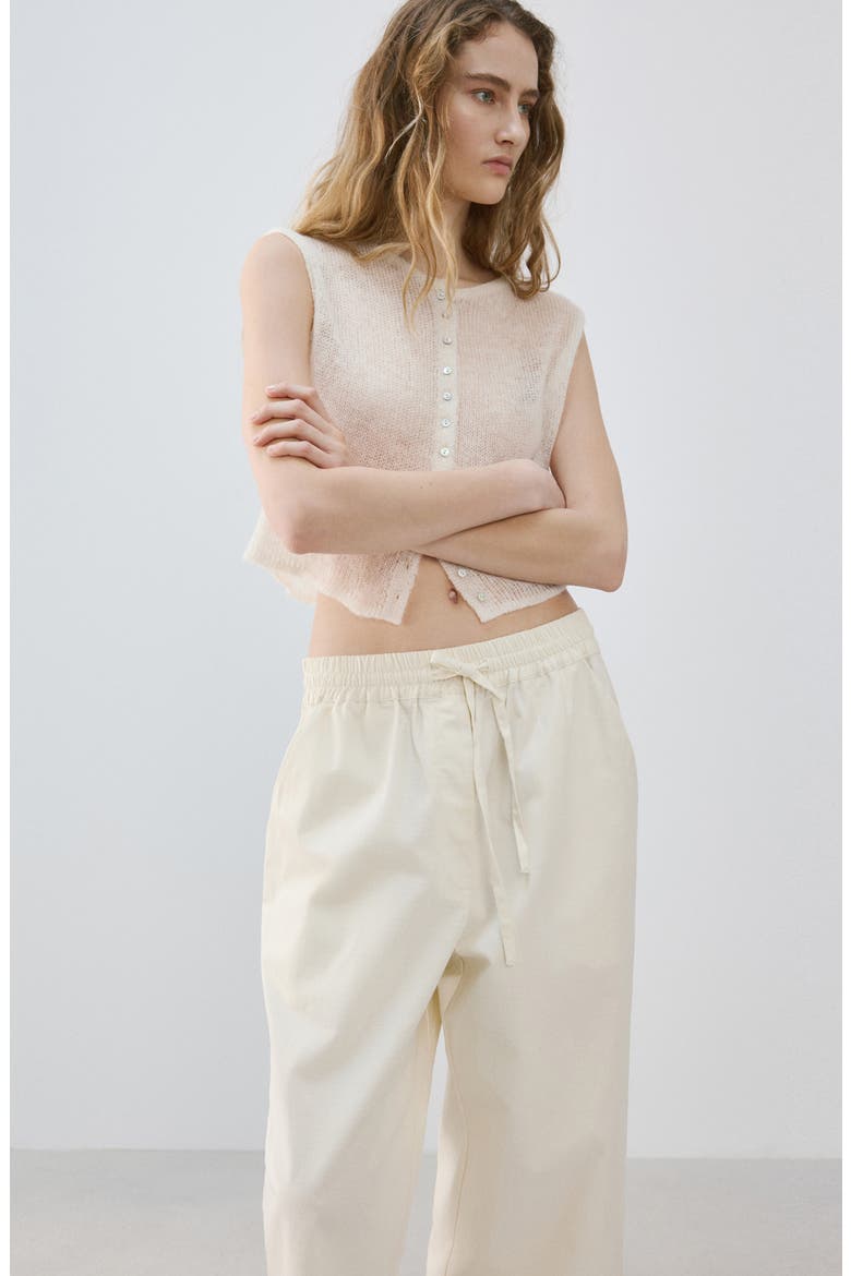 Pull-On Wide Leg Cotton Pajama Pants, Alternate, color, IVORY WHITE