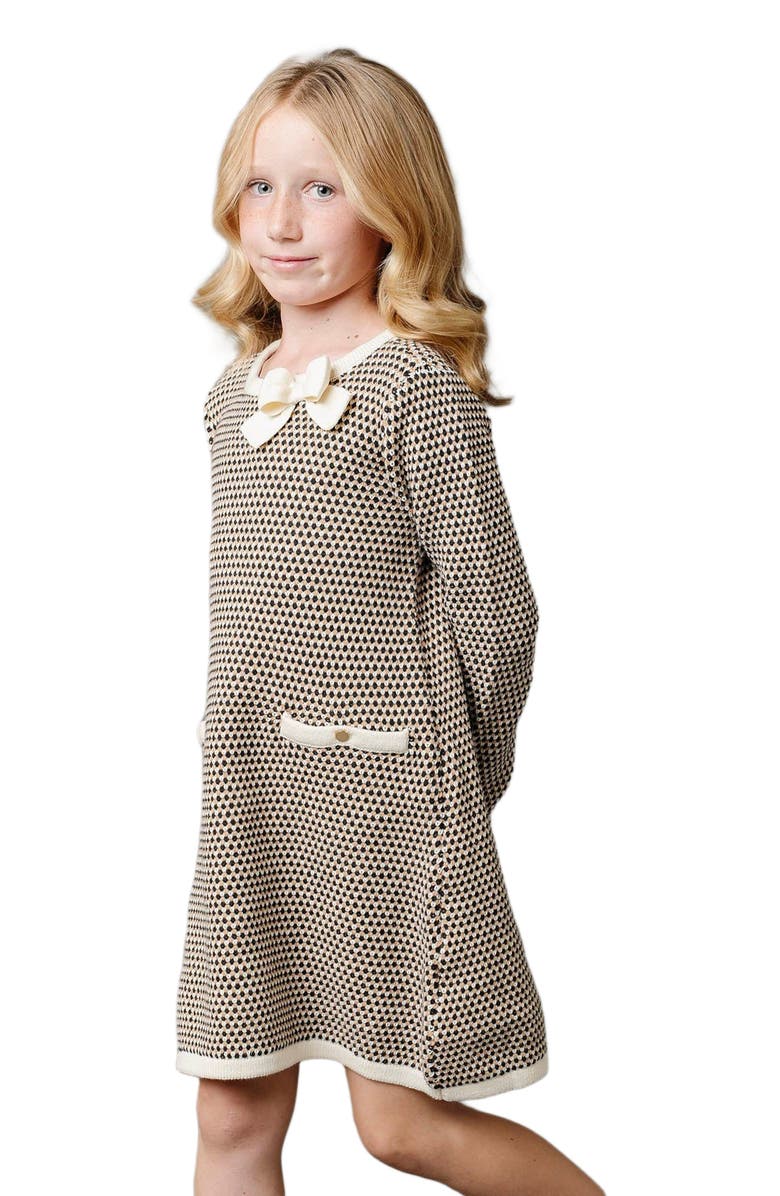 Hope & Henry Girls' Organic Tweed Bow Sweater Dress, Kids, Main, color, 