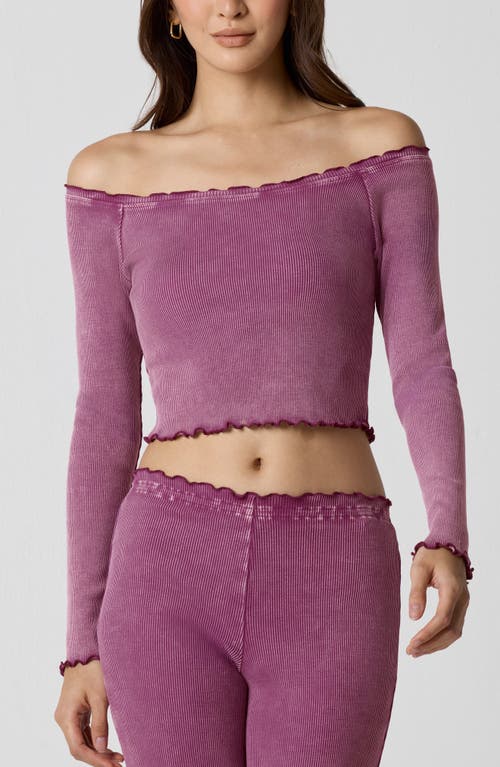 Florence By Mills Core Washed Off The Shoulder Rib Top In Purple