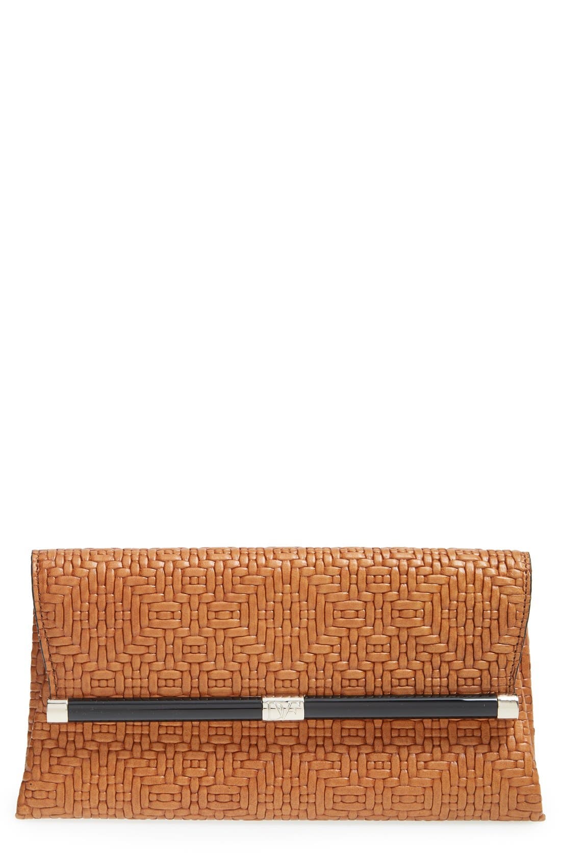 '440 - Weave' Embossed Leather Envelope Clutch, Main, color, LUGGAGE