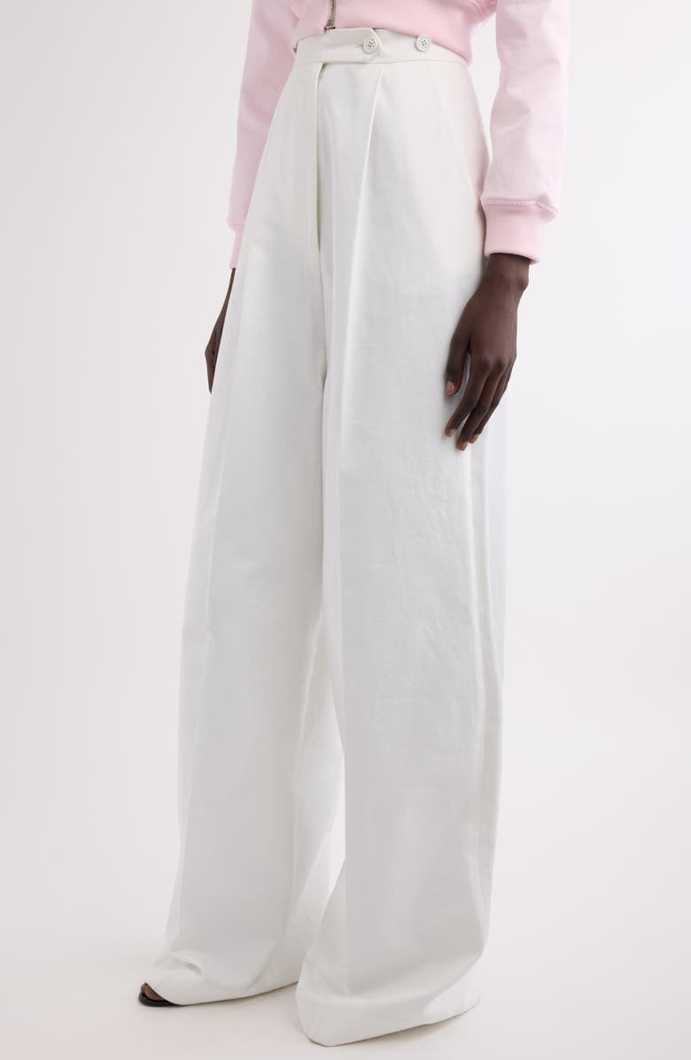 Givenchy Pleated Cotton Wide Leg Pants, Alternate, color, White