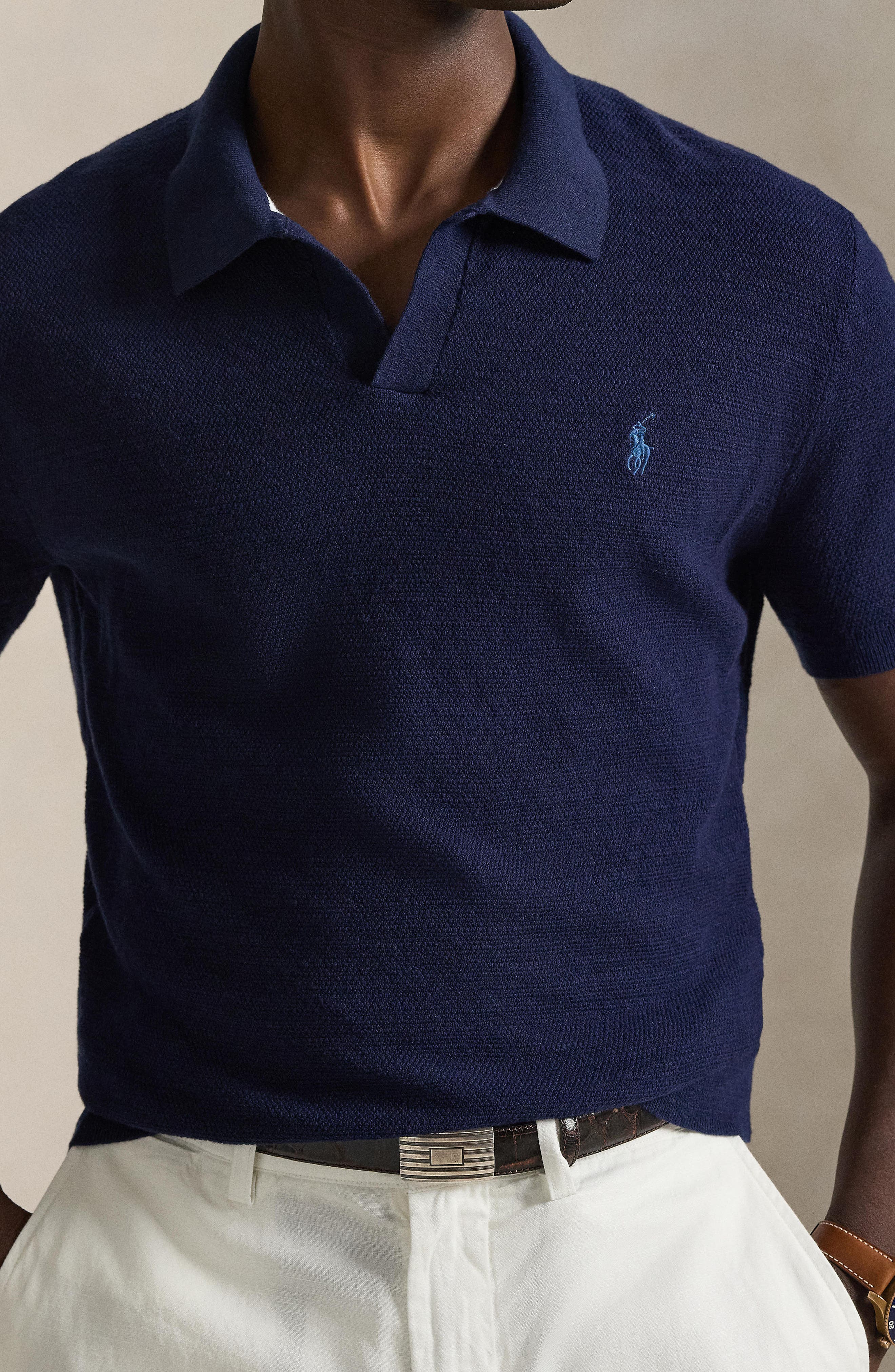 Polo Ralph Lauren Textured Seed Stitch Cotton & Linen Polo — фото 4