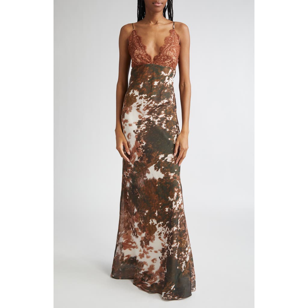 L'agence Susanna Lace Bust Silk Slipdress In Brown