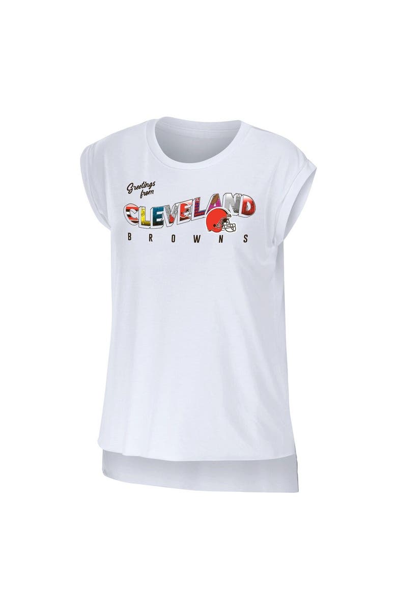 WEAR by Erin Andrews Women's WEAR by Erin Andrews White Cleveland Browns Greetings From Muscle T-Shirt, Alternate, color, White