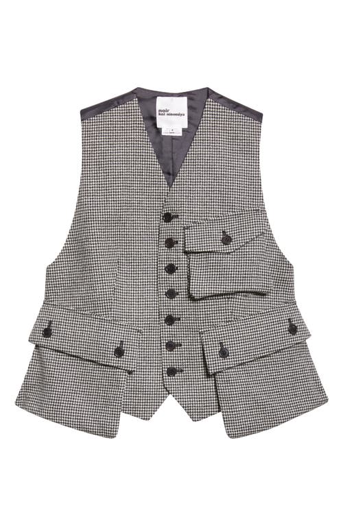 Noir Kei Ninomiya Houndstooth Wool Blend Tweed & Satin Vest In Multi