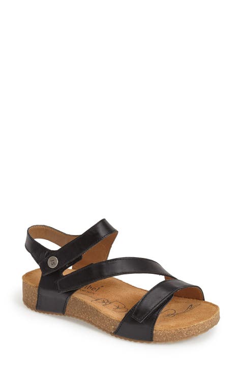 Ladies black comfort sandals online