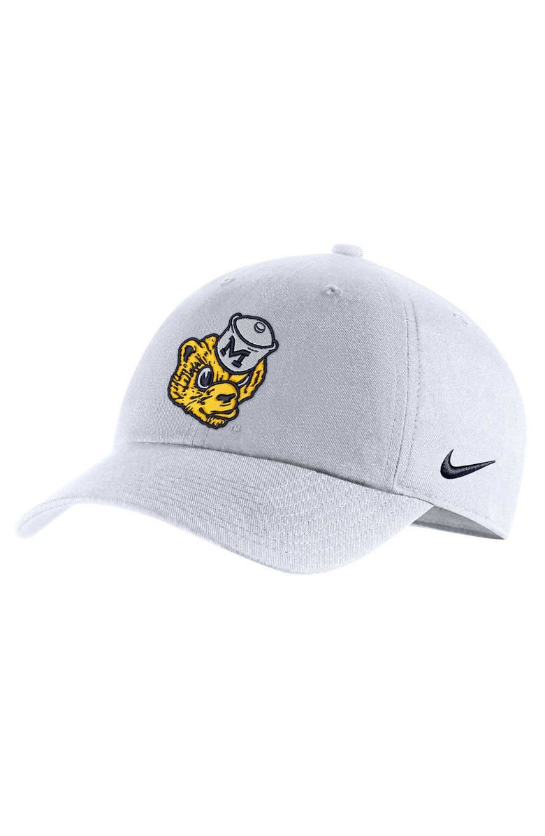 Nike Men's Nike White Michigan Wolverines Heritage86 Logo Performance Adjustable Hat, Main, color, 