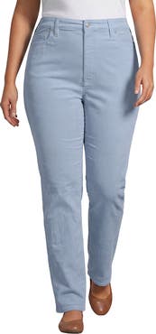 Lands' End Fine Wale Embroidery Corduroy High Rise Straight Leg Pants