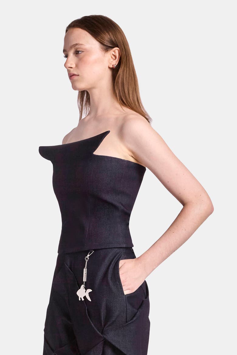 Astrid Denim Corset, Alternate, color, Navy