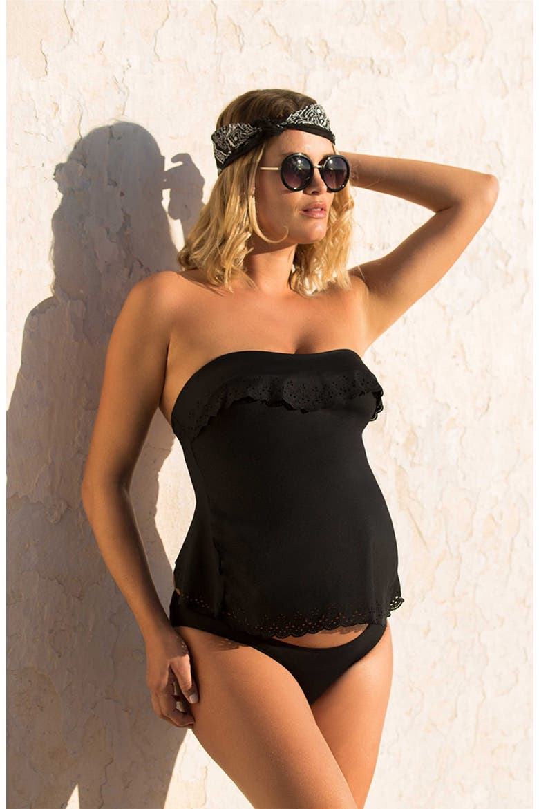 Bloom Tankini Maternity Swimsuit, Alternate, color, BLACK