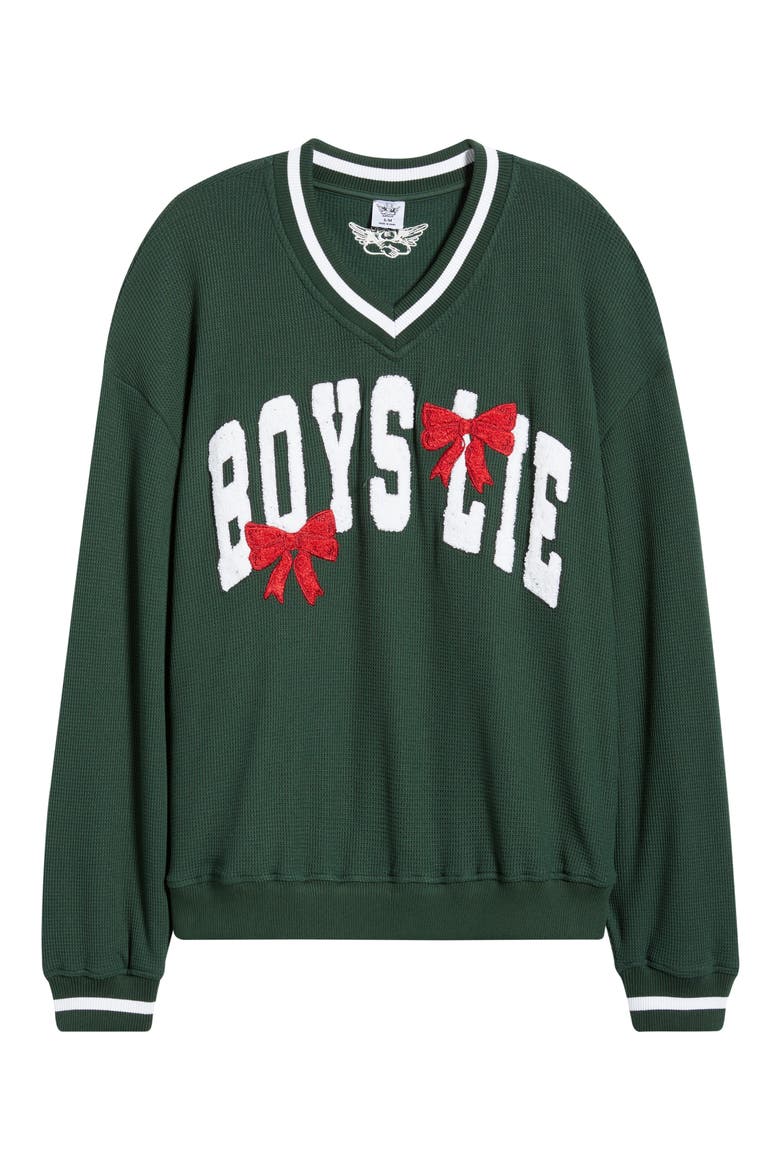 Wrap Me in a Bow Hayley V-Neck Sweatshirt, Alternate, color, GREEN