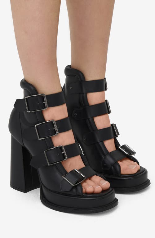 Alexander Mcqueen Buckled Leather Sandals In Black/brunito