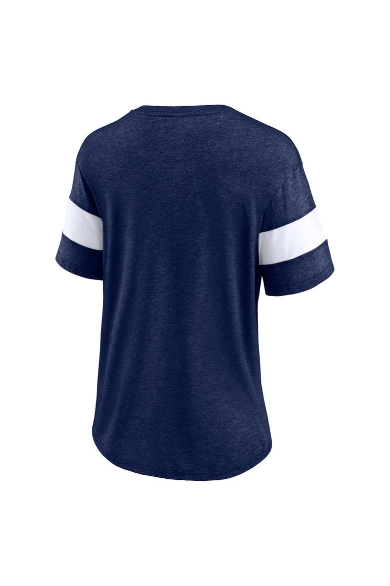 Women's Fanatics Branded Heathered Navy/White Chicago Bears Distressed Team Tri-Blend V-Neck T-Shirt, Alternate, color, Heather Navy
