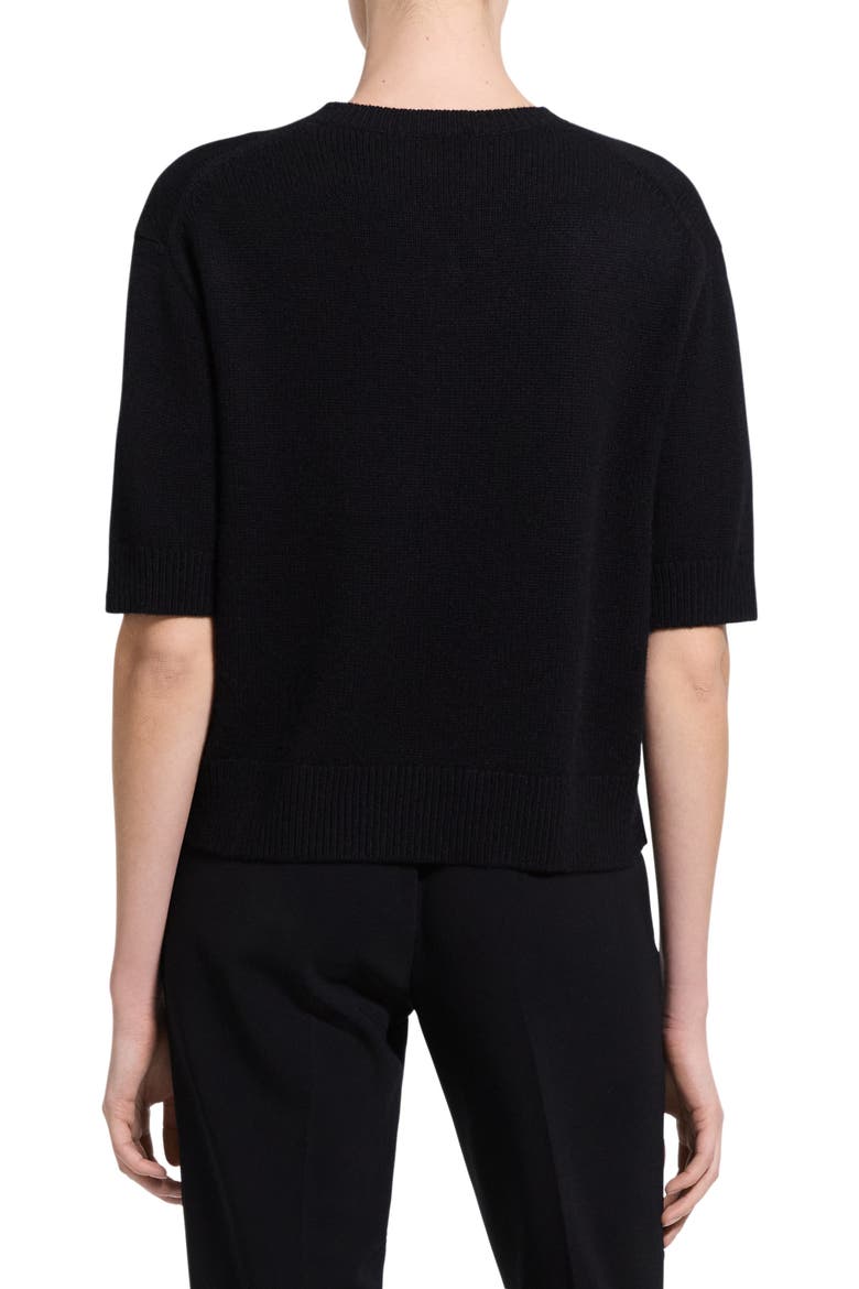 Cropped Cashmere V-Neck Sweater, Alternate, color, BLACK