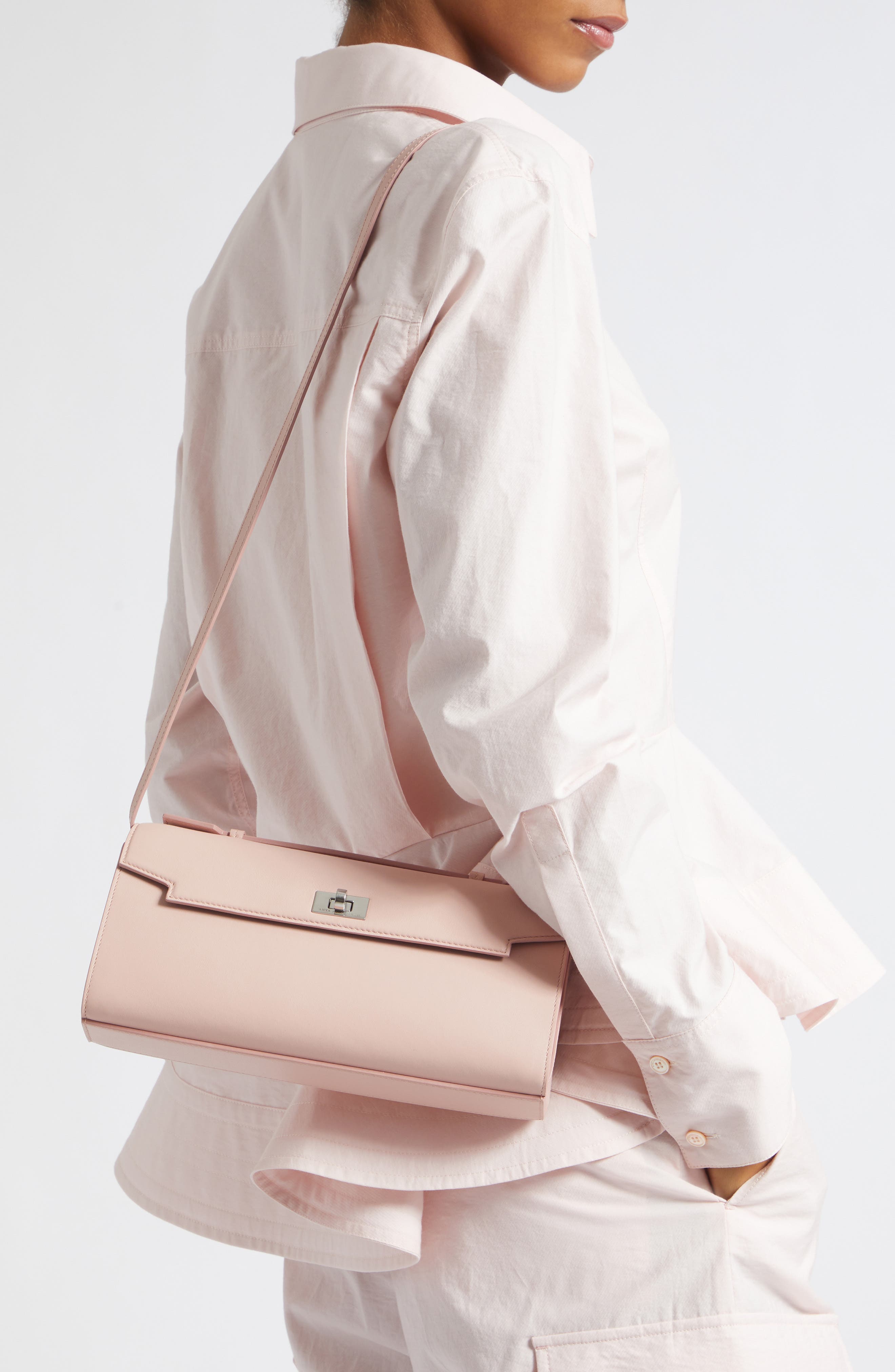 Mortimer Leather Clutch, Alternate, color, SHELL PINK
