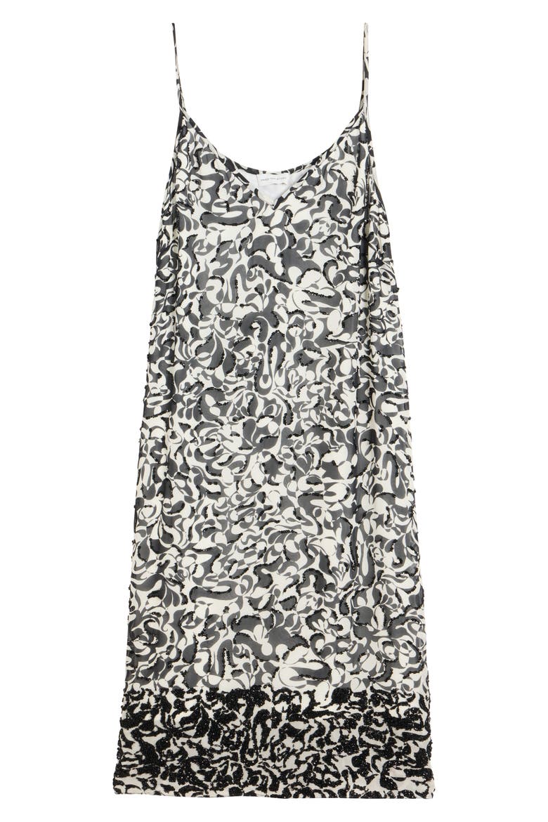 Denya Embellished Dotted Squiggle Print Slipdress, Alternate, color, BLACK