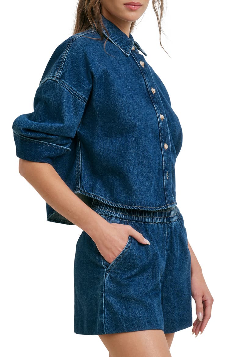 The Crop Ex-Boyfriend Denim Shirt, Alternate, color, DEERFIELD