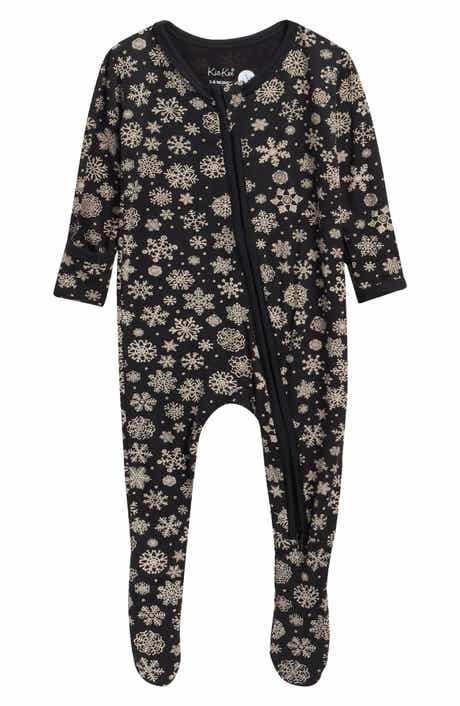 Snowflakes Print Two-Way Zip Footie