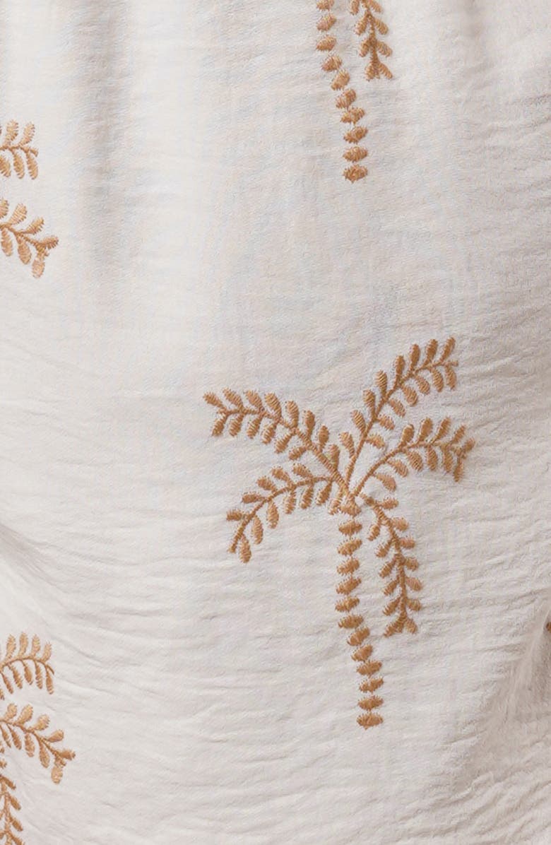 SUNNY LEIGH Palm Tree Embroidered Shorts, Alternate, color, White / Khaki
