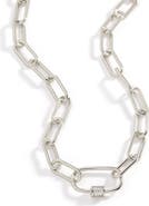 Mint & Lily Link Chain Necklace with Pave Carabiner Clasp