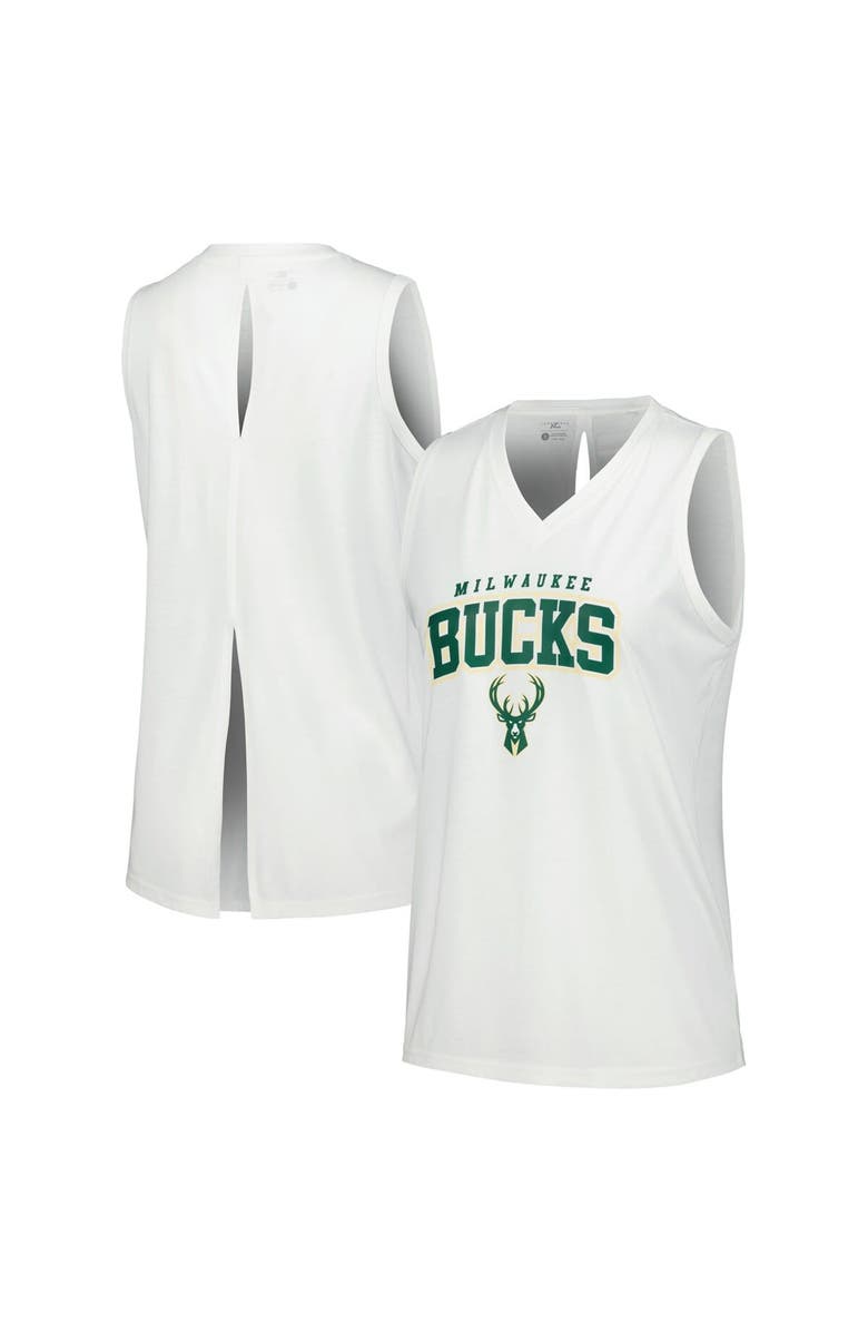 LEVELWEAR Women's Levelwear White Milwaukee Bucks Paisley Peekaboo Tank Top, Main, color, White