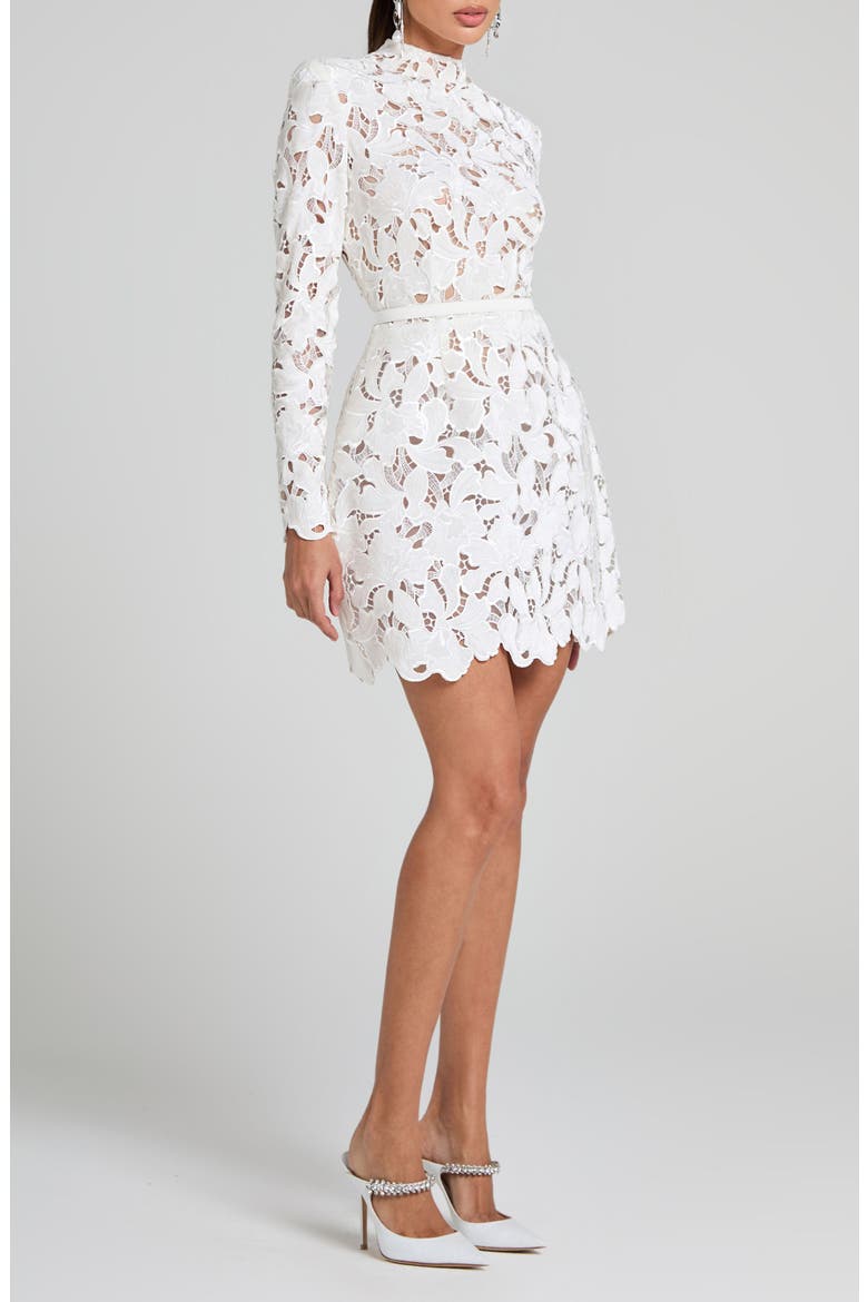 Lydia Long Sleeve Lace Cocktail Dress, Alternate, color, WHITE