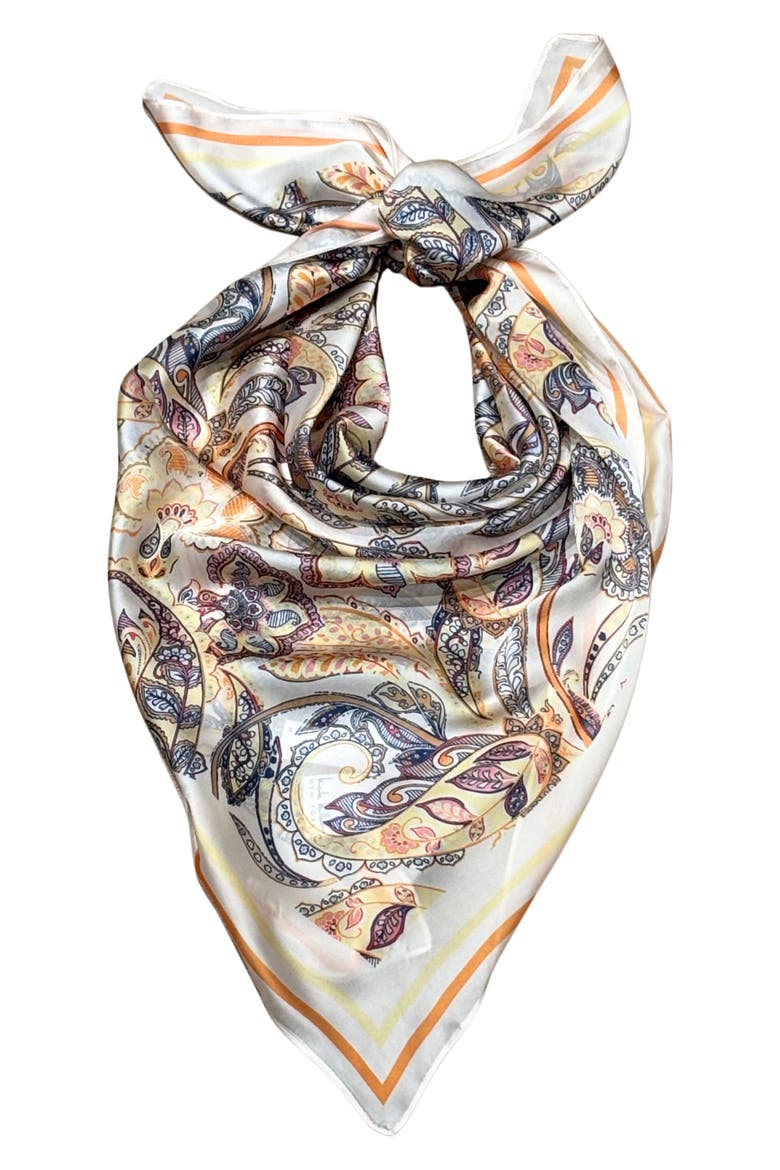 Paisley Satin Square Scarf, Alternate, color, TAN