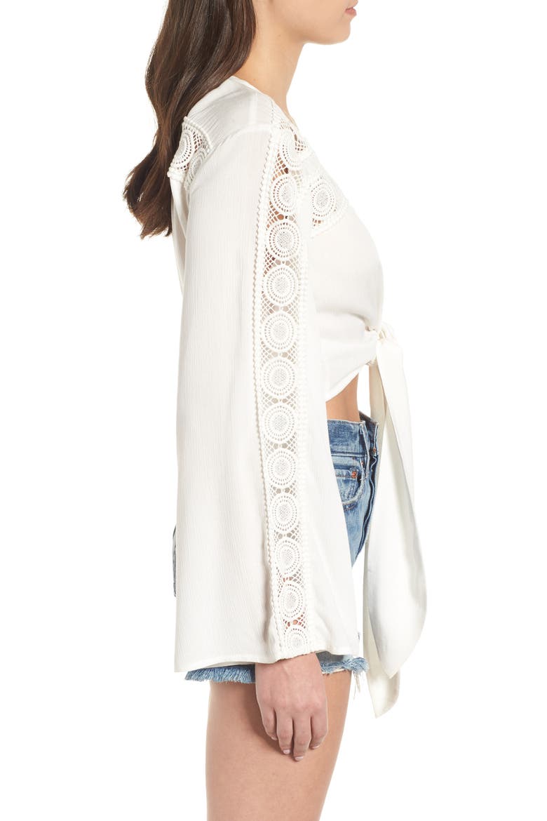 Tie Front Crop Top, Alternate, color, IVORY