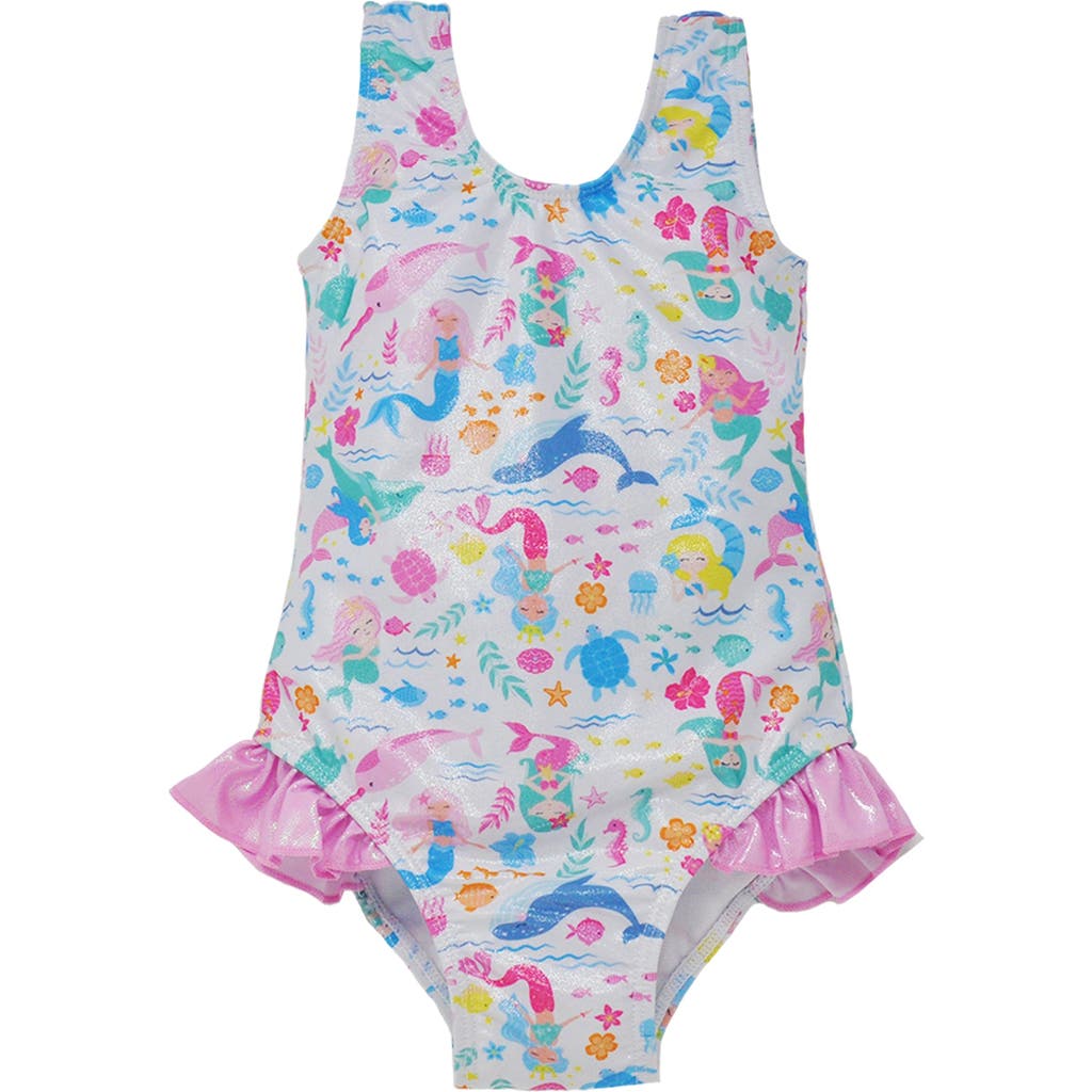 Flap Happy Infant & Toddlers Sun Protective Upf 50+ Delaney Hip Ruffle Swimsuit In Blue