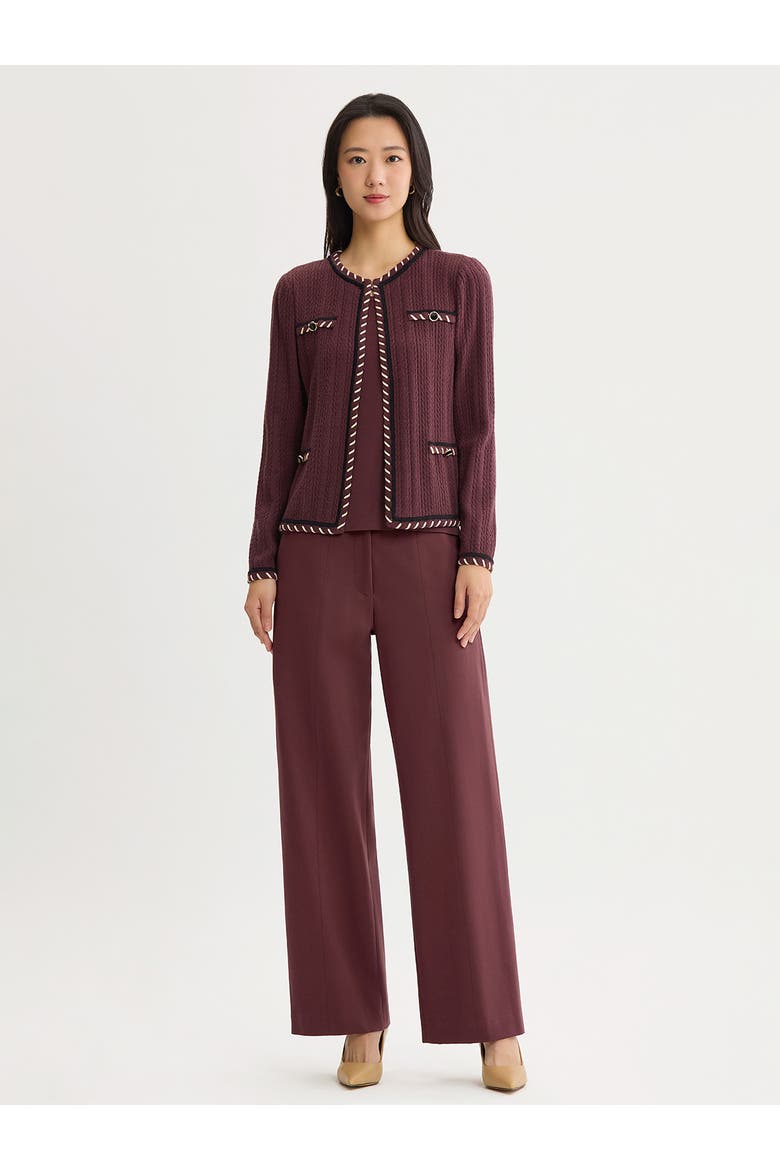 Heritage Whipstitch Cable Knit Jacket, Alternate, color, Mahogany/Biscotti/Black