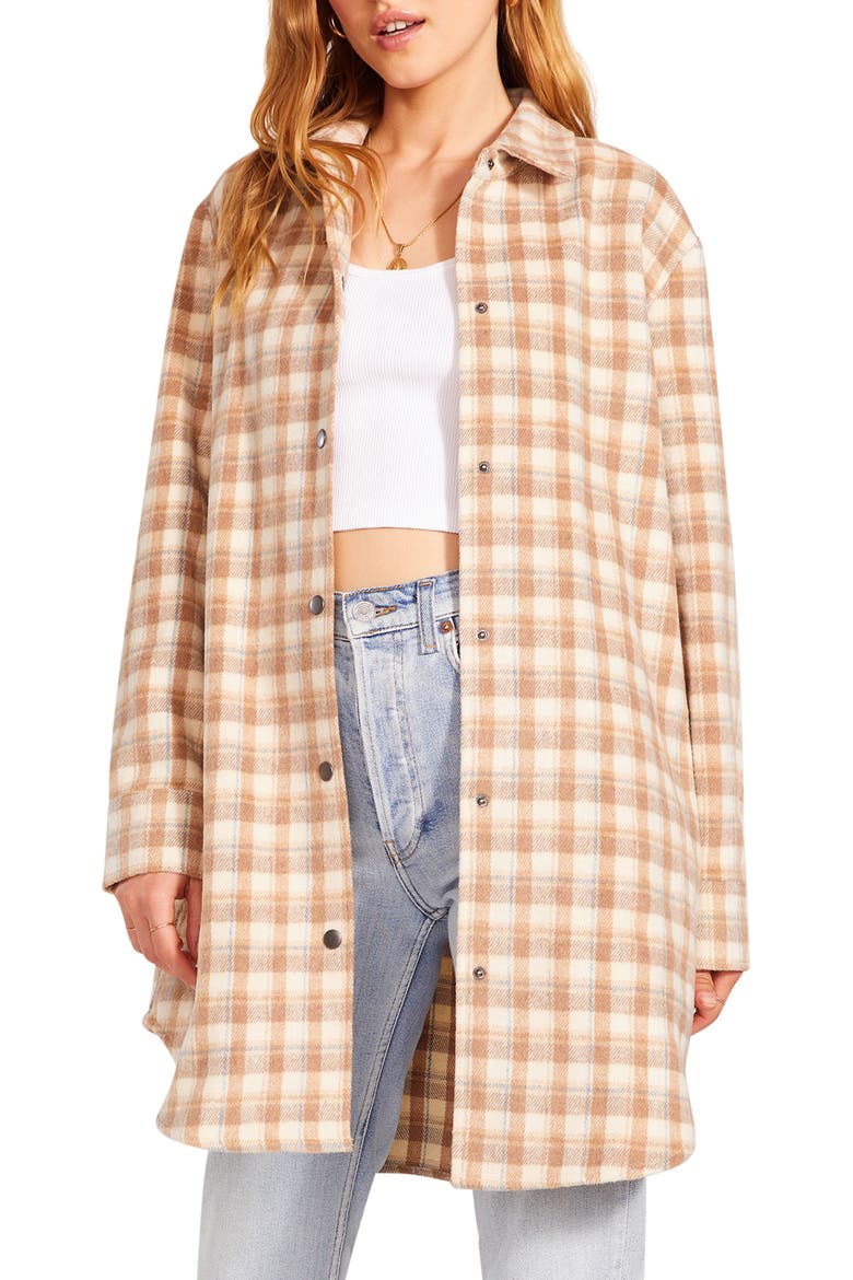 BB Dakota Eldridge Plaid Shirt Jacket, Main, color, CAMEL