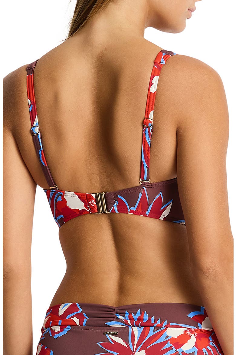 Cross Front Multifit Bikini Top, Alternate, color, CHOCOLATE