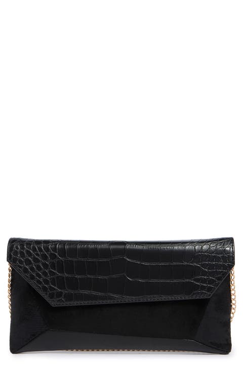 Franko Croc Embossed Faux Leather Clutch
